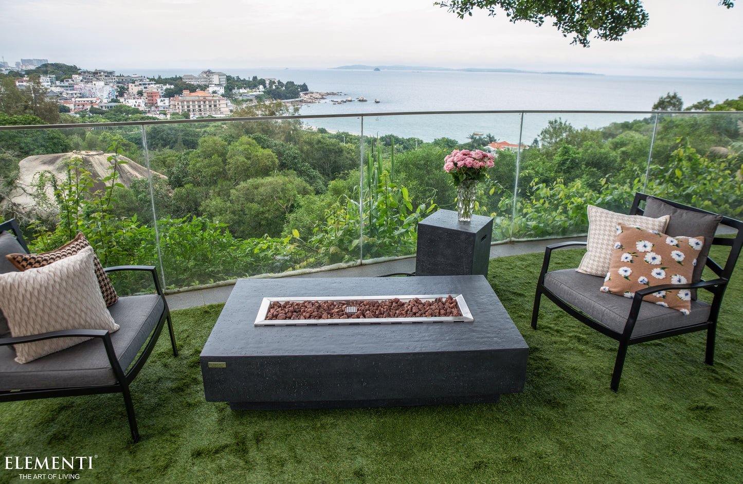 Hampton 56" Dark Grey Concrete Outdoor Fire Table (OFG139)