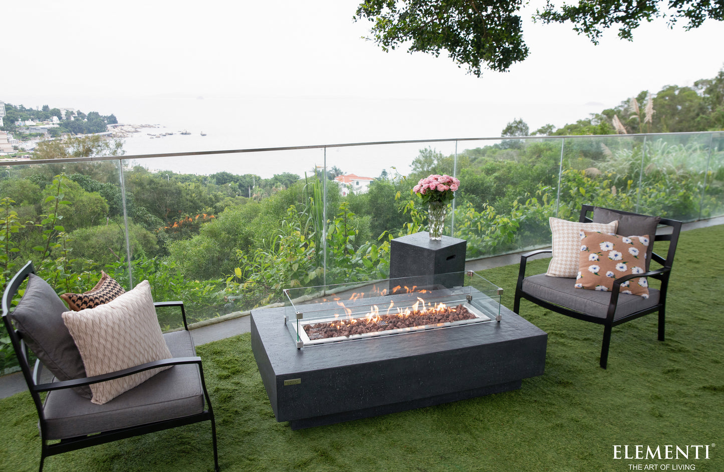 Hampton 56" Dark Grey Concrete Outdoor Fire Table (OFG139)