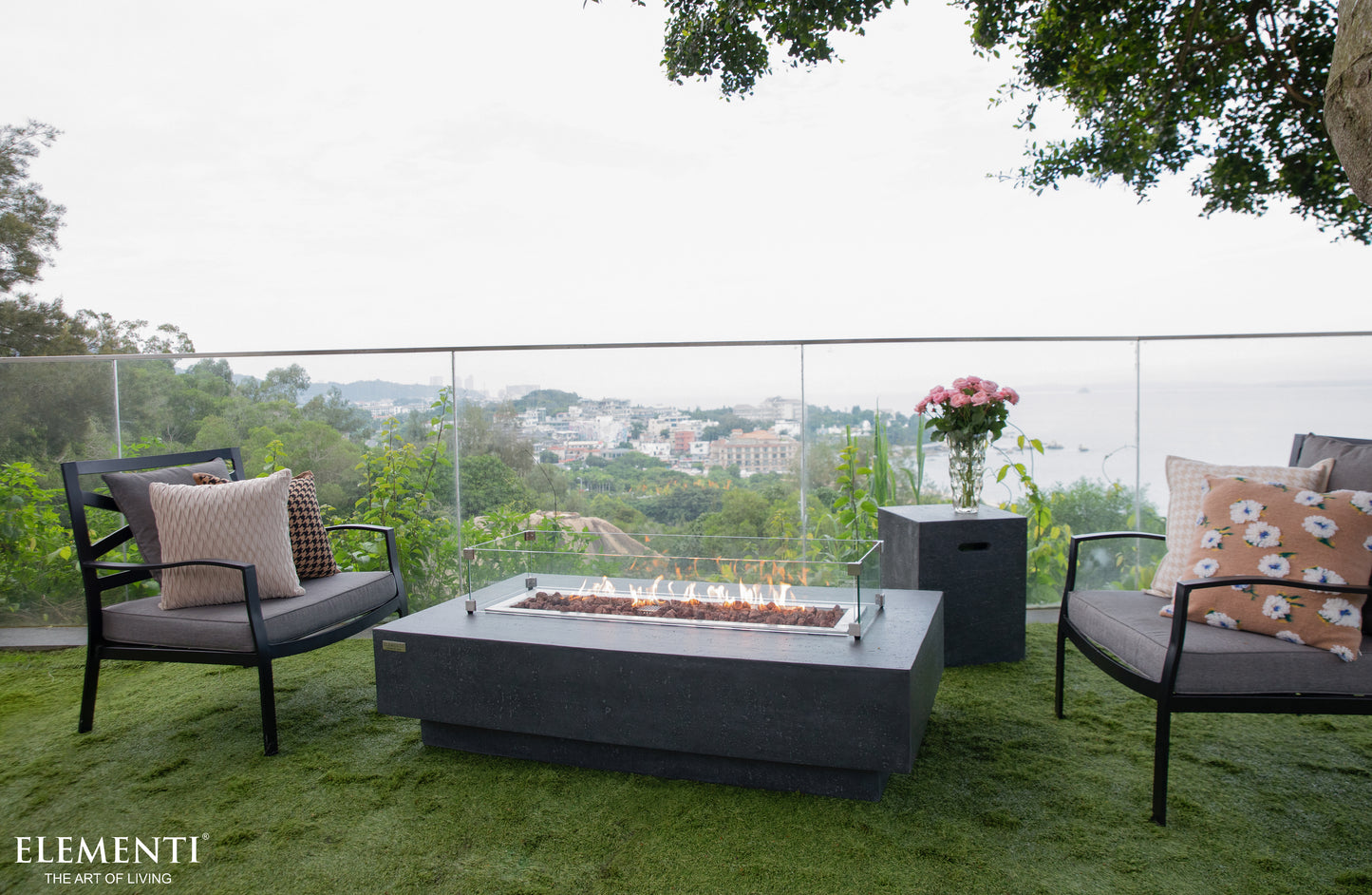 Hampton 56" Dark Grey Concrete Outdoor Fire Table (OFG139)