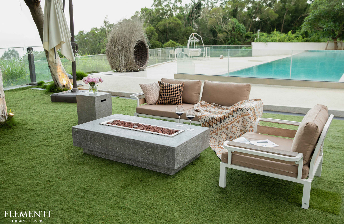 Hampton 56" Light Grey Concrete Outdoor Fire Table (OFG139)