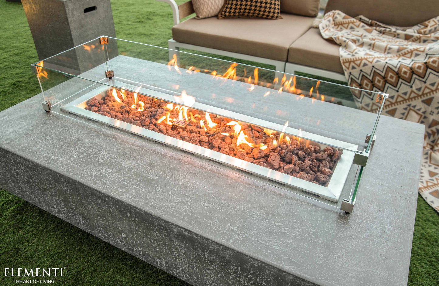 Hampton 56" Light Grey Concrete Outdoor Fire Table (OFG139)