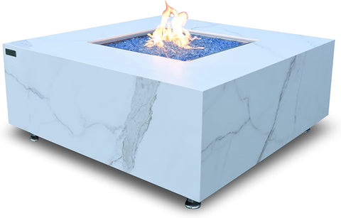 Elementi Plus OFP103BW  Bianco Marble Porcelain Fire Table (Old Version)
